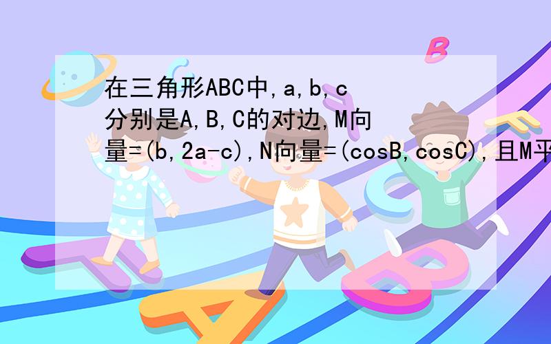 在三角形ABC中,a,b,c分别是A,B,C的对边,M向量=(b,2a-c),N向量=(cosB,cosC),且M平行于N.求角B大小