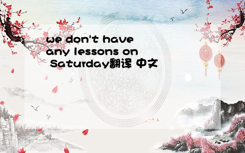 we don't have any lessons on Saturday翻译 中文