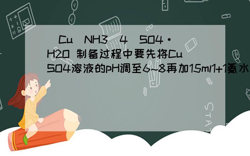 [Cu(NH3)4]SO4·H2O 制备过程中要先将CuSO4溶液的pH调至6~8再加15ml1+1氨水的原因是什么?